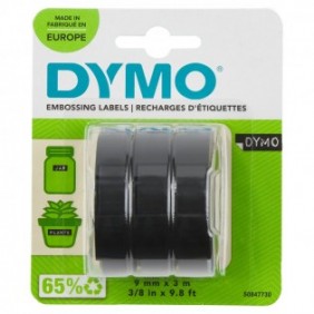 Dymo Ruban de Marquage 3D Authentique | 9 mm x 3 m | impression en blanc sur fond noir | autocollantes | Lot de 3 Étiquettes de marquage en vinyle, Belgique, 3 m, 3 pièce, 89 mm, 105 mm, 50 mm