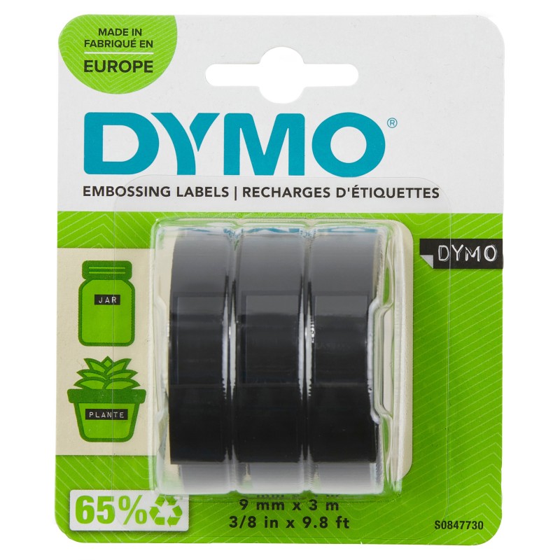 Dymo Ruban de Marquage 3D Authentique | 9 mm x 3 m | impression en blanc sur fond noir | autocollantes | Lot de 3 Étiquettes de marquage en vinyle, Belgique, 3 m, 3 pièce, 89 mm, 105 mm, 50 mm
