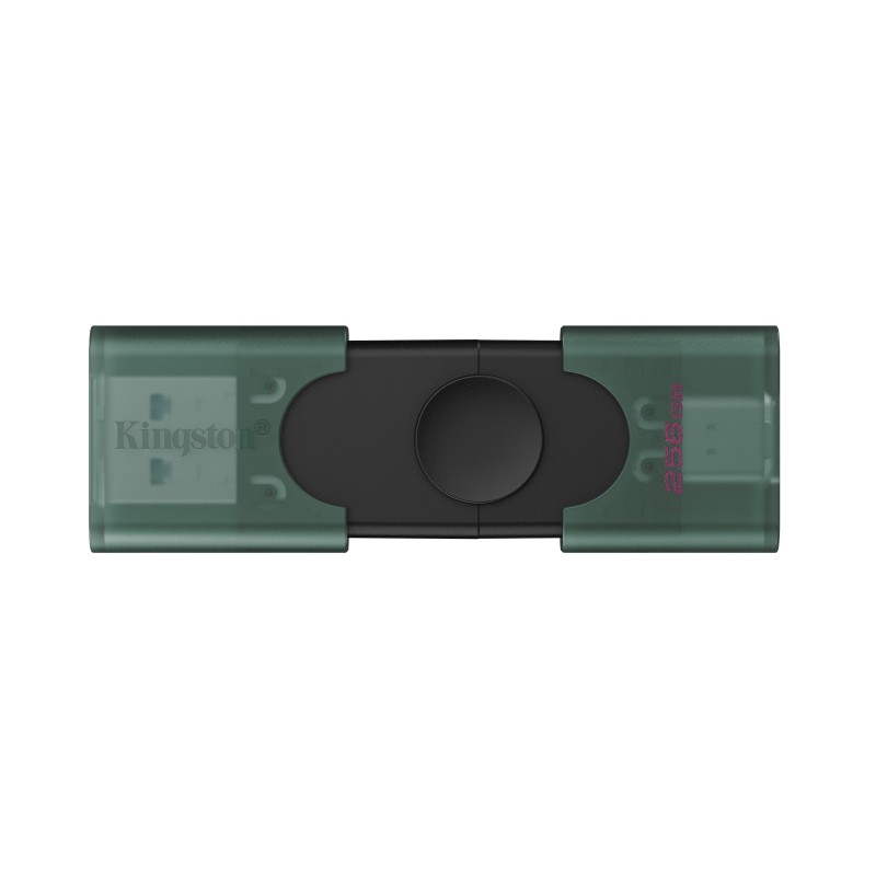 Kingston DataTraveler 256 Go USB-A + USB-C 3.2 Gen 1 DuoG2, 256 Go, USB Type-A USB Type-C, 3.2 Gen 1 3.1 Gen 1, Autres, 10 g, Noir, Vert