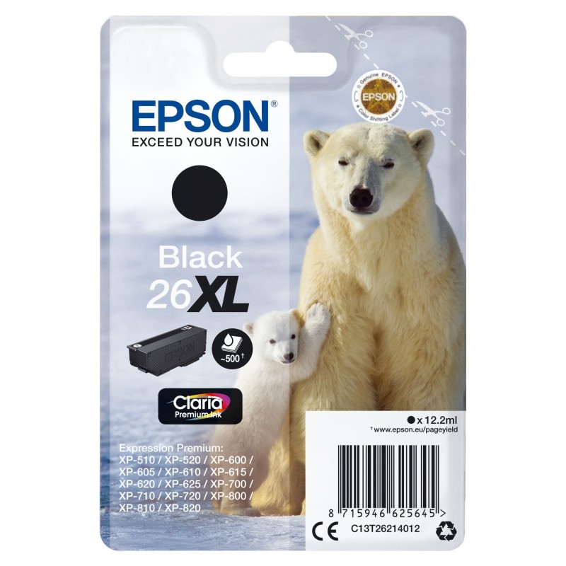 Epson Cartouche "Ours Polaire" - Encre Claria Premium N , Rendement élevé , Encre à pigments, 12,2 ml, 500 pages, 1 pièce