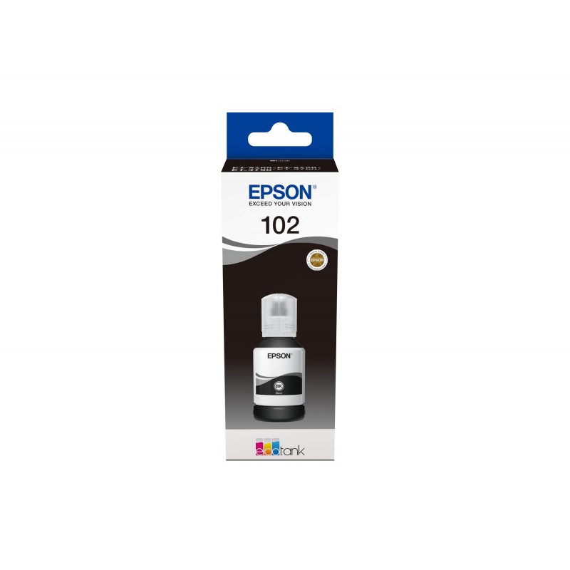 Epson 102 EcoTank Pigment Black ink bottle, Original, Noir, Epson, - EcoTank ET-4750 - EcoTank ET-3750 - EcoTank ET-3700 - EcoTank ET-2750 - EcoTank ET-2700, 127 ml, Impression à jet d'encre