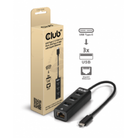 Club 3D CSV-1549, USB Type-C, RJ-45, USB 3.2 Gen 1 3.1 Gen 1 Type-A, 5000 Mbits, Noir, 12 W, Câble rond