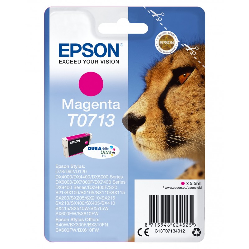 Epson Cartouche "Guépard" - Encre DURABrite Ultra M, Rendement standard, Encre à pigments, 5,5 ml, 1 pièce