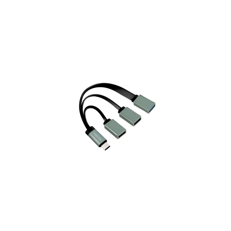 LogiLink UA0315, USB 3.2 Gen 1 3.1 Gen 1 Type-C, USB 2.0, USB 3.2 Gen 1 3.1 Gen 1 Type-A, 5000 Mbits, Noir, Gris, USB, 1 pièce