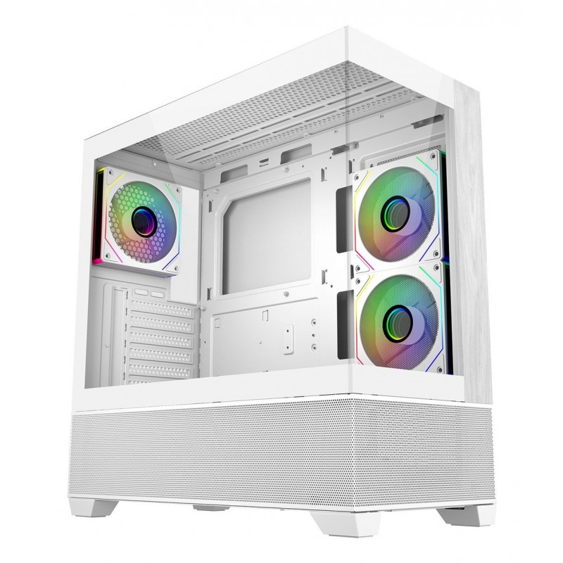 Cooler Master Elite 690 Wood, Midi Tower, PC, Blanc, ATX, ITX, micro ATX, Acier, Verre trempé, Bois, Gaming