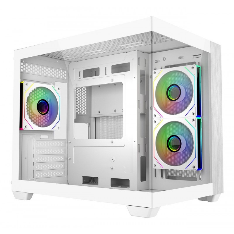 Cooler Master Elite 481 Wood, Mini Tower, PC, Blanc, ITX, micro ATX, Acier, Verre trempé, Bois, Gaming