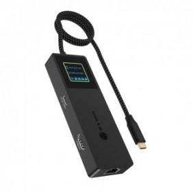 ICY BOX Spade Dock 4038, Avec fil, USB 3.2 Gen 2 3.1 Gen 2 Type-C, 100 W, 10,100,1000 Mbits, Noir, 10 Gbits