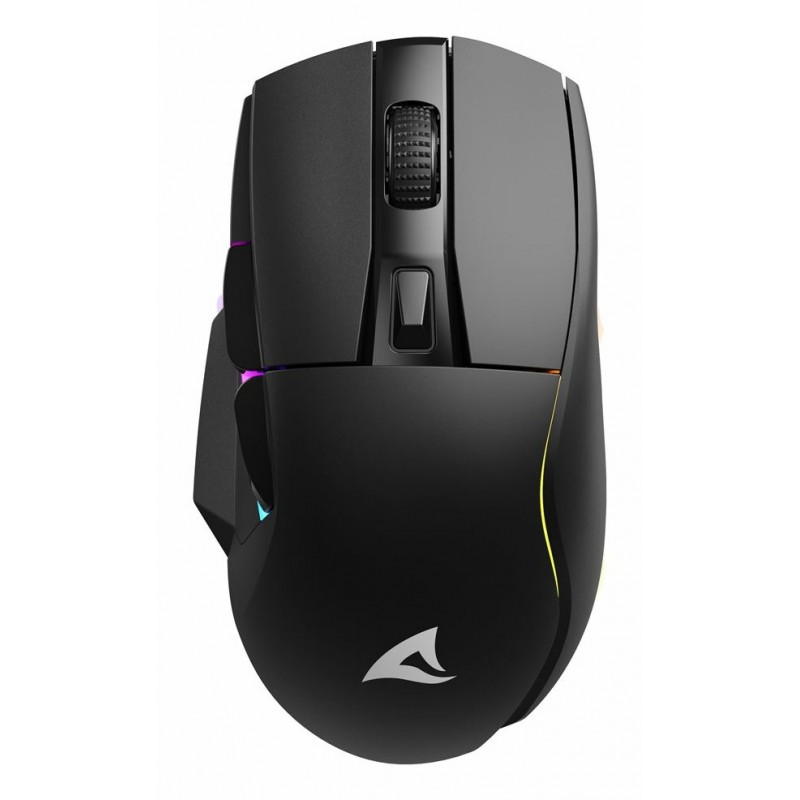 Sharkoon SGM50W, Droitier, Optique, RF Wireless + USB Type-A, 6400 DPI, Noir