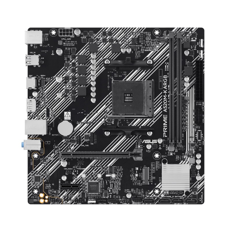 ASUS PRIME A520M-K ARGB, AMD, Emplacement AM4, AMD Ryzen 5000 Series, AMD Ryzen 4000 Series, AMD Ryzen 3000 Series, Emplacement AM4, DDR4-SDRAM, 64 Go