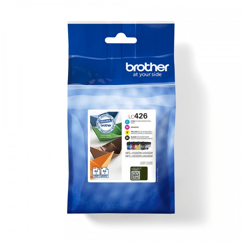 Brother LC426VAL - Pack de 4 cartouches d'encre originales, Noir, Cyan, Magenta, Jaune, 4 pièce, 3000 pages, 1500 pages, Multi pack