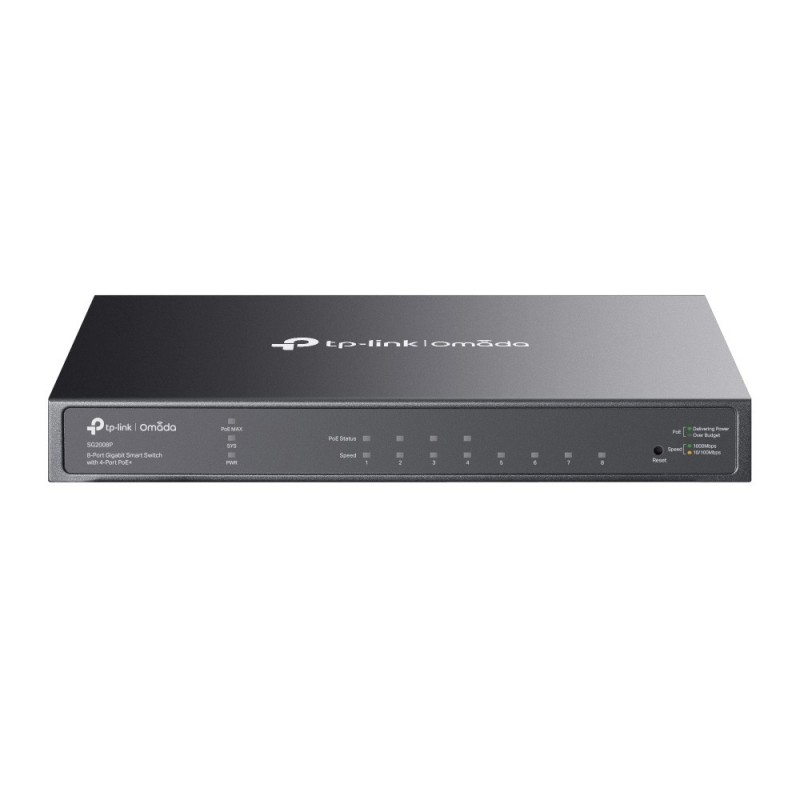 TP-LINK Omada TL-SG2008P, Géré, L2L2+, Gigabit Ethernet 101001000, Connexion Ethernet, supportant l'alimentation via ce port , Grille de montage