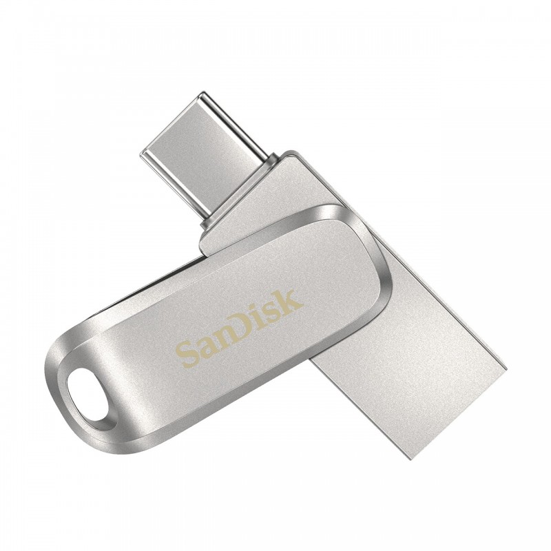 SanDisk Ultra Dual Drive Luxe, 256 Go, USB Type-A USB Type-C, 3.2 Gen 1 3.1 Gen 1, 150 Mos, Pivotant, Acier inoxydable