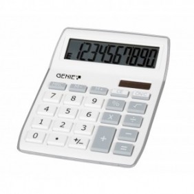 Genie 840 S, Bureau, Calculatrice à écran, 10 chiffres, Affichage inclinable, BatterieSolaire, Gris, Blanc