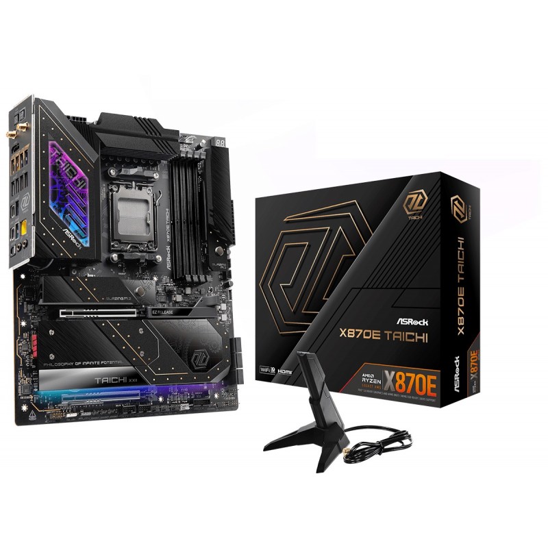 ASRock X870E Taichi, AMD, Emplacement AM5, AMD Ryzen 7000 Series, AMD Ryzen 8000 Series, AMD Ryzen 9000 Series, DDR5-SDRAM, 256 Go, DIMM
