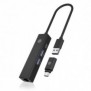 ICY BOX IB-HUB1439-LAN, Avec fil, USB 3.2 Gen 1 3.1 Gen 1 Type-A, 1000 Mbits, IEEE 802.1Q, IEEE 802.1as, IEEE 802.1p, IEEE 802.3, IEEE 802.3az, IEEE 802.3u, IEEE 802.3x, Noir, 5 Gbits