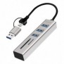 LogiLink UA0445, USB 3.2 Gen 1 3.1 Gen 1 Type-A + Type-C, USB 3.2 Gen 1 3.1 Gen 1 Type-A, SD, MicroSD , 5000 Mbits, Gris, Aluminium