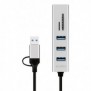 LogiLink UA0445, USB 3.2 Gen 1 3.1 Gen 1 Type-A + Type-C, USB 3.2 Gen 1 3.1 Gen 1 Type-A, SD, MicroSD , 5000 Mbits, Gris, Aluminium