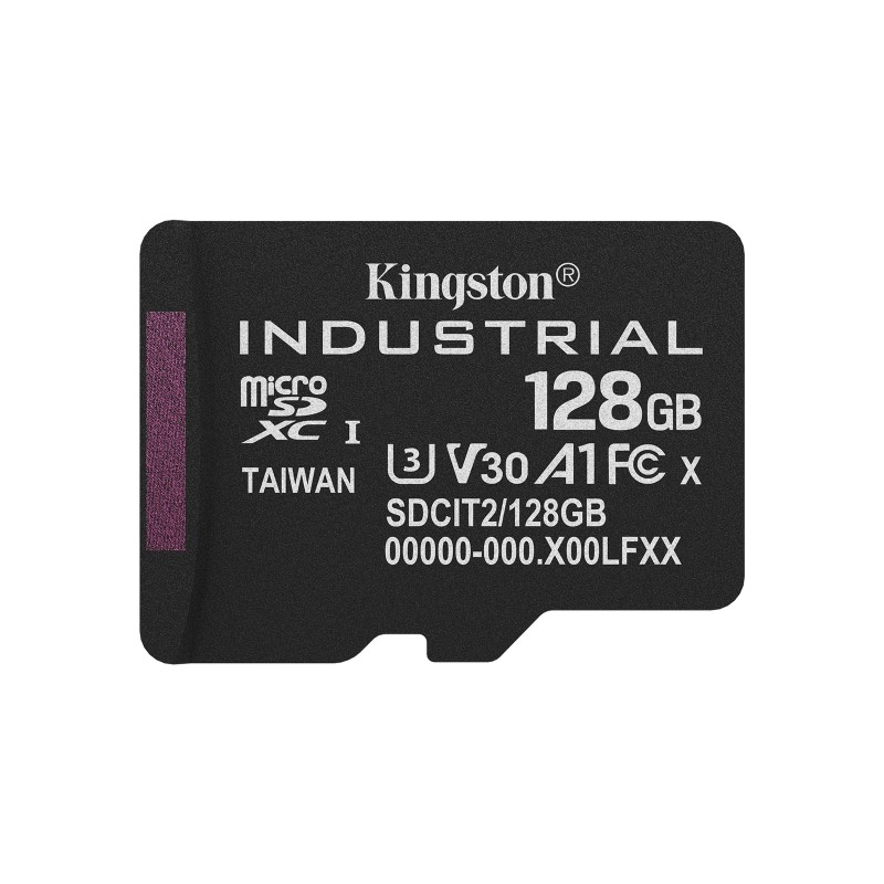 Kingston Carte 128GB microSDXC Industrielle C10 A1 pSLC emballage individuel sans adaptateur, 128 Go, MicroSD, Classe 10, UHS-I, 100 Mos, 80 Mos