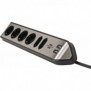 Brennenstuhl 1153590610, 2 m, 6 sortie CA, Intérieure, Courbe, IP20, Noir, Argent