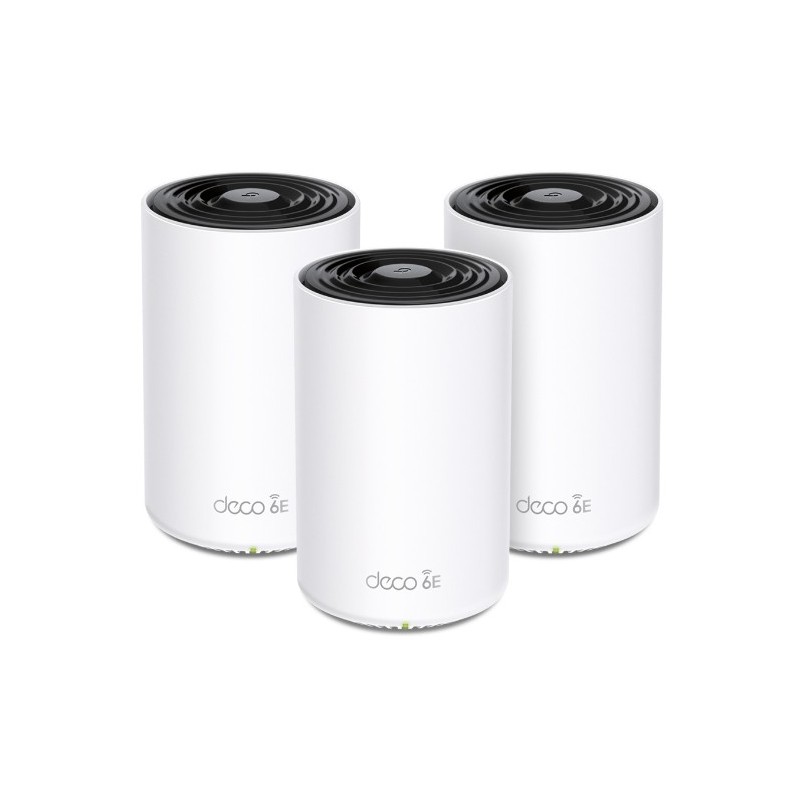 TP-LINK Deco XE75, Blanc, Interne, 670 m², Tri-bande 2,4 GHz 5 GHz 6 GHz, Wi-Fi 6E 802.11ax, 802.11a, 802.11b, 802.11g, Wi-Fi 4 802.11n, Wi-Fi 5 802.11ac, Wi-Fi 6 802.11ax, Wi-Fi 6E