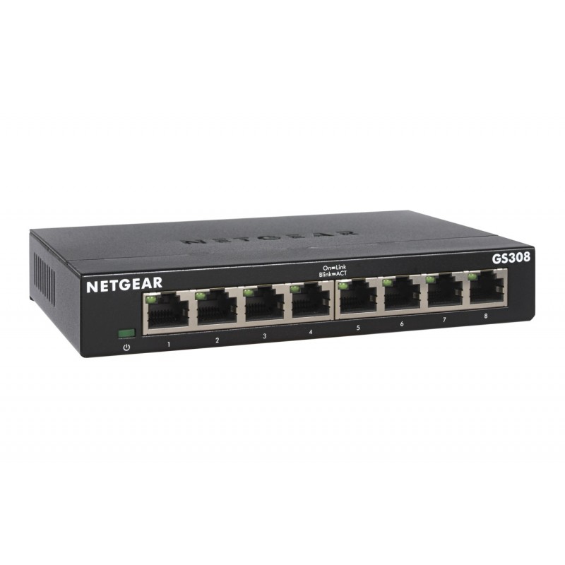 Netgear GS308-300PES, Non-géré, L2, Gigabit Ethernet 101001000, Montage mural