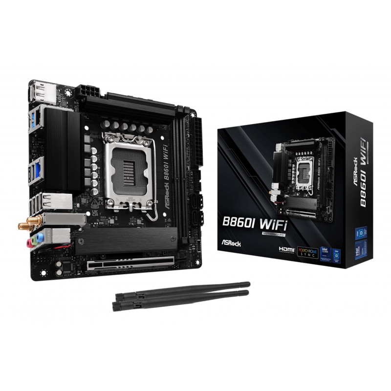 ASRock B860I WiFi, Intel, LGA 1851 Socket V1, DDR5-SDRAM, 128 Go, DIMM, Double canal