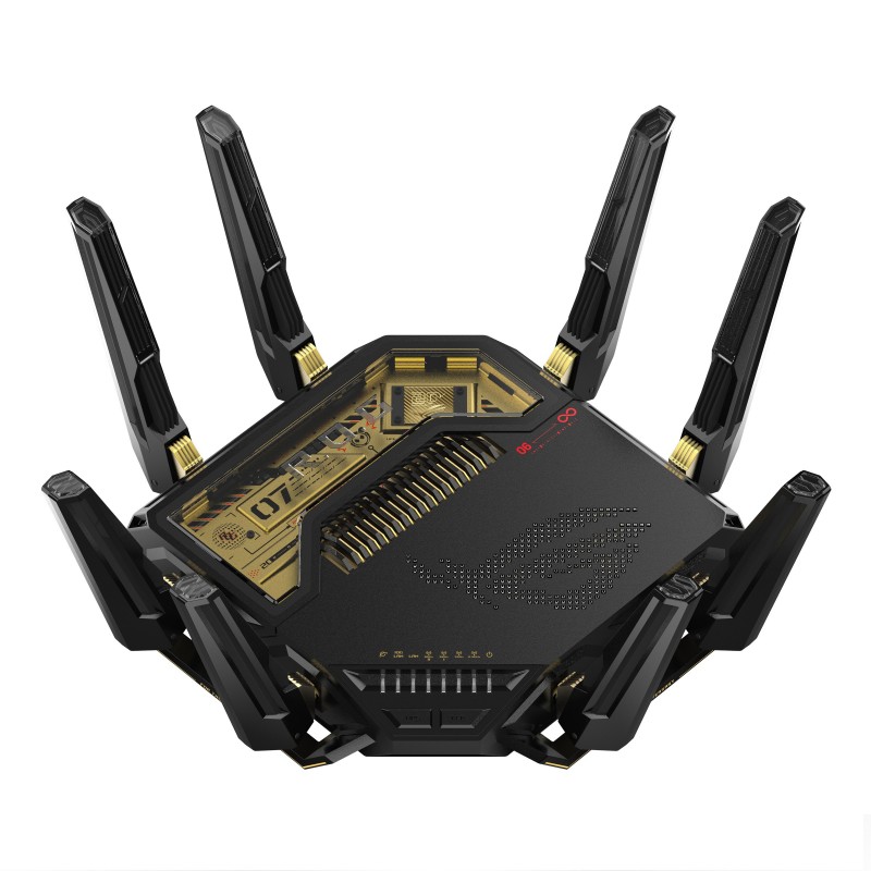 ASUS ROG Rapture GT-BE98, Wi-Fi 7 802.11be, Quad-band 2.4 GHz 5 GHz-1 5 GHz-2 6 GHz, EthernetLAN, Noir, Routeur