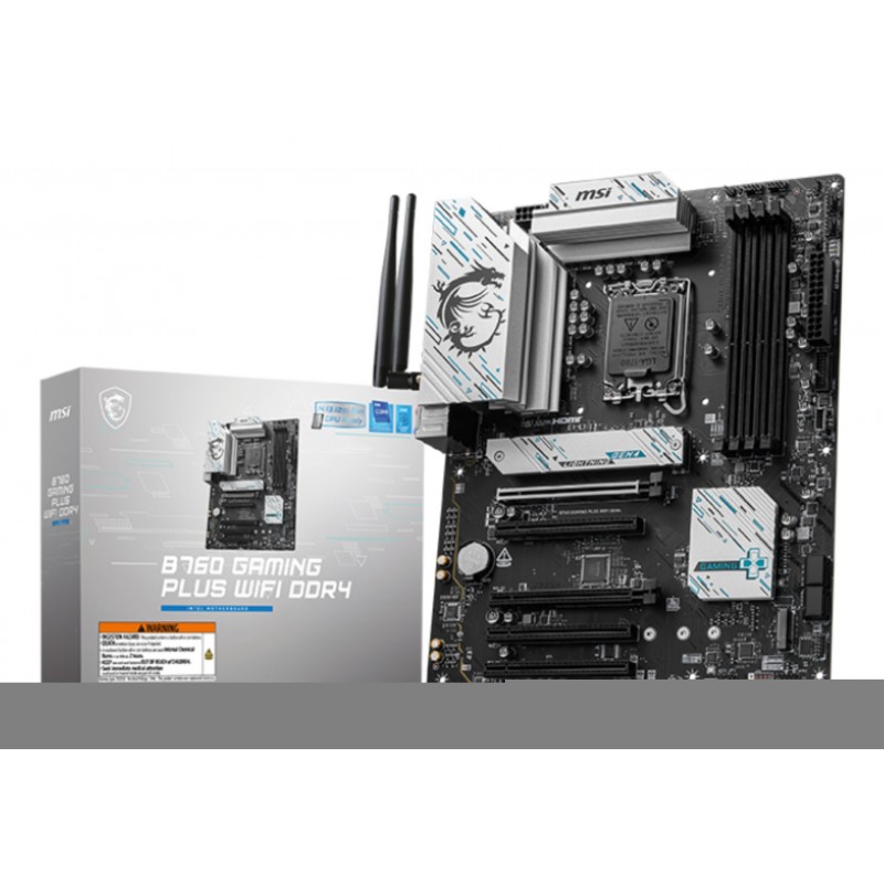 MSI B760 GAMING PLUS WIFI DDR4, Intel, LGA 1700, Intel® Celeron®, Intel® Pentium® Gold, LGA 1700, 128 Go, DDR4-SDRAM