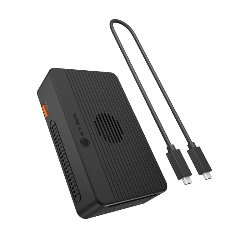 ICY BOX Heart RAID 2818, Avec fil, USB4, 100 W, Noir, Logiciel, SSD