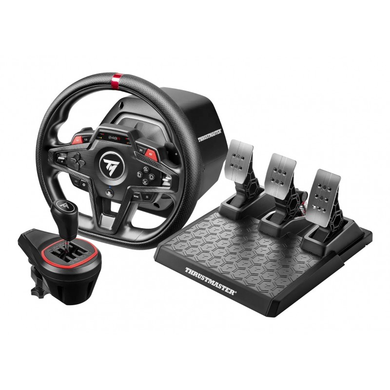 ThrustMaster T248R Shifter Pack, Volant + pédales + levier de vitesse, PlayStation 5, PC, Noir, 6,3 kg, 1 x T248R, 1 x TH8S, 1 x T3PM, 1 x Cable Mini-Din Base volant vers TH8S, 2 x USB-A vers USB-C, 1