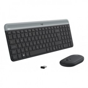 Logitech 920-009204, Taille réelle 100 %, Sans fil, RF sans fil, QWERTY, Graphite, Souris incluse
