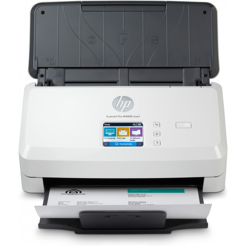 HP Scanjet Pro N4000 snw1 Sheet-feed Scanner, 216 x 3100 mm, 600 x 600 DPI, Alimentation feuille à feuille de scanner, Noir, Blanc, CMOS CIS, 4000 pages