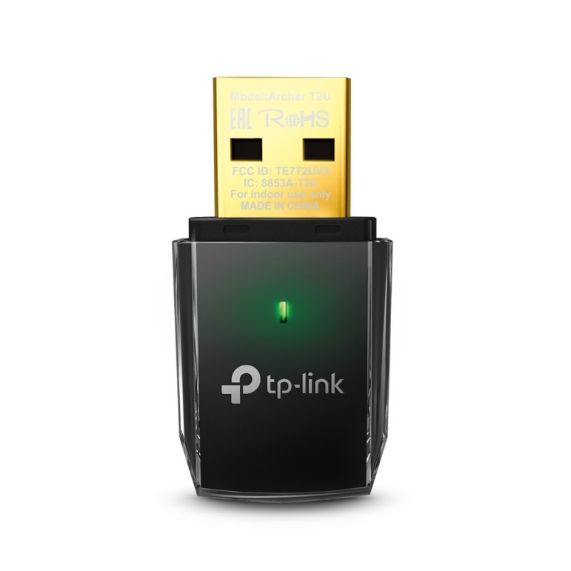 TP-LINK Archer T2U V3, Sans fil, USB, WLAN, Wi-Fi 5 802.11ac, 433 Mbits, Noir
