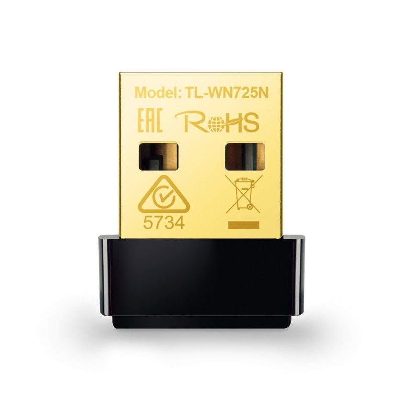 TP-LINK TL-WN725N, Sans fil, USB, WLAN, Wi-Fi 4 802.11n, 150 Mbits, Noir