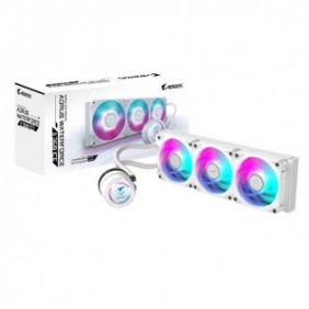 Gigabyte Refroidisseur de CPU liquide AIO AORUS WATERFORCE II 360 ICE - 3 ventilateurs ARGB 120 mm, mécanisme d'interverrouillage coulissant, DAISY-CHAIN, compatible Intel LGA 1700 et AMD AM5, Refroidisseur de liquide tout-en-un, 12 cm, 64,95 cfm, Blanc