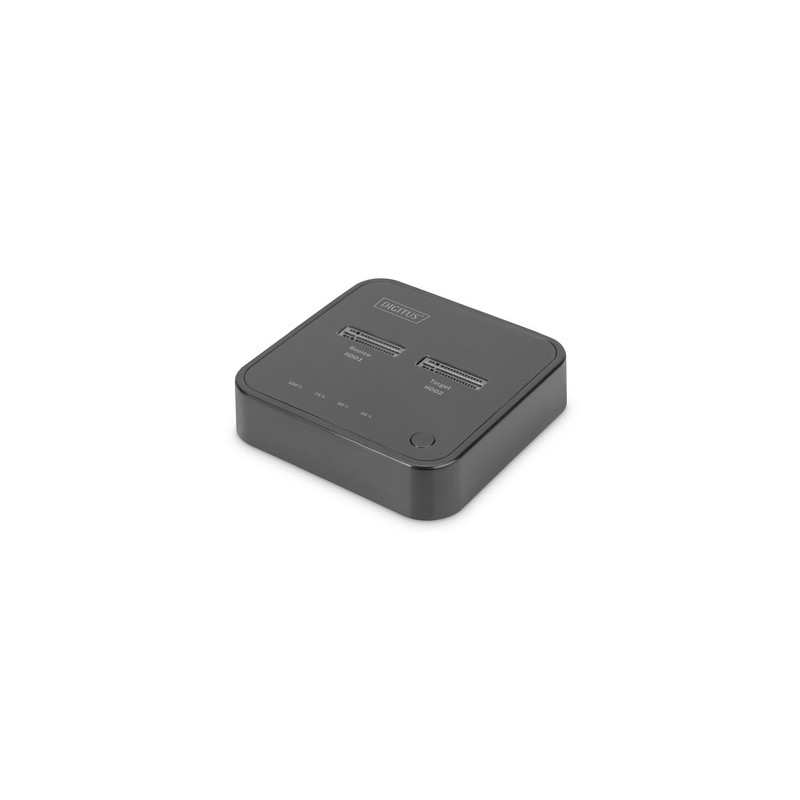 DIGITUS Station d'accueil dual M.2 pour SSD NVMe avec fonction de clonage hors ligne, USB-C™, Avec fil, USB 3.2 Gen 2 3.1 Gen 2 Type-C, Noir, SD, 2 To, 10 Gbits
