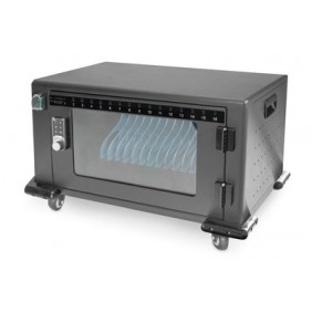 DIGITUS Armoire de chargement mobile pour 16 tablettes jusqu'à 13 pouces, USB-A, Autonome, Métal, Noir, Contact, Noir, 4 roue