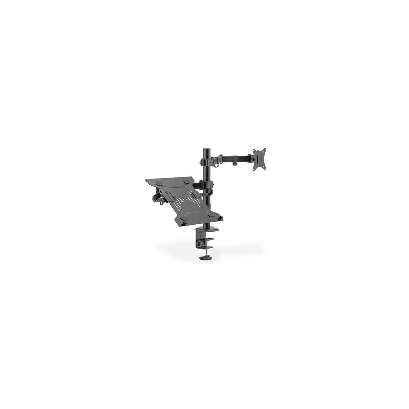 DIGITUS Support d'écran simple & support d'ordinateur portable, 1x32", 2x 9 kg, Pince, 9 kg, 43,2 cm 17", 81,3 cm 32", 100 x 100 mm, Noir