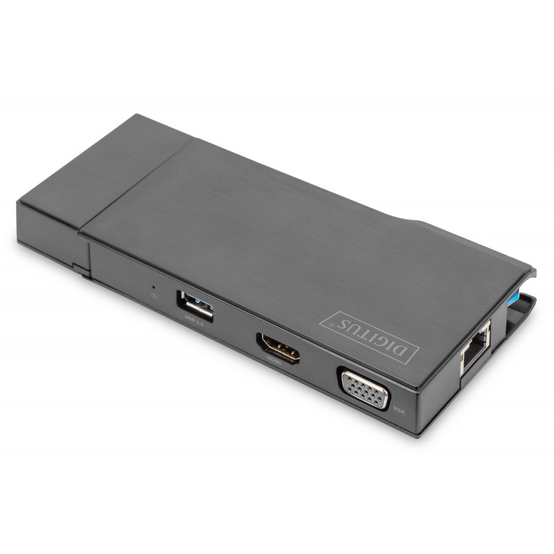 DIGITUS Station d'accueil universelle, USB 3.0, Travel, Avec fil, USB 3.2 Gen 1 3.1 Gen 1 Type-A, 1000 Mbits, Noir, MicroSD , SD, 3840 x 2160 pixels