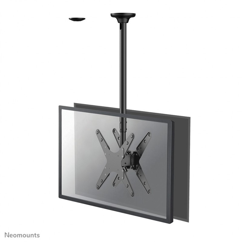 Neomounts FPMA-C340DBLACK Support de plafond pour écran de 32-75" - h106-156 cm, 100 x 100 mm, 400 x 400 mm, -10 - 0, -180 - 180, 6, Noir