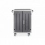 DIGITUS Armoire de charge mobile pour ordinateurs portables tablettes jusqu’à 15,6 pouces, synchronisation des données, UV-C, Classe mobile de charge et de gestion, Noir, Sol, 41,5 cm, 2 étagères, Acrylonitrile-Butadiène-Styrène , Aluminium, Acier