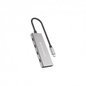 Conceptronic HUBBIES16G, USB 3.2 Gen 2 3.1 Gen 2 Type-C, USB 3.2 Gen 2 3.1 Gen 2 Type-C, 10000 Mbits, Gris, Aluminium, 100 W