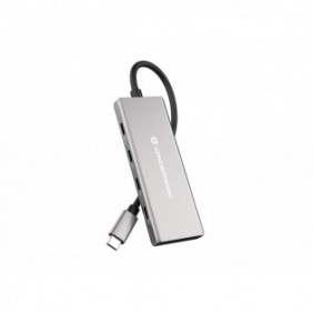 Conceptronic HUBBIES17G, USB 3.2 Gen 2 3.1 Gen 2 Type-C, USB 3.2 Gen 2 3.1 Gen 2 Type-A, USB 3.2 Gen 2 3.1 Gen 2 Type-C, 10000 Mbits, Gris, Aluminium, 100 W