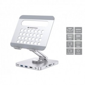 Conceptronic DONN26G, Support multimédia, Argent, Aluminium, Tablette, 100 W, MicroSD , SD, SDHC, SDXC