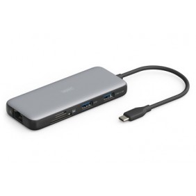 DIGITUS Station d'accueil USB-C, 7 ports, Avec fil, USB 3.2 Gen 2 3.1 Gen 2 Type-C, 100 W, 1.42.2, 10,100,1000 Mbits, Noir, Gris