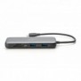DIGITUS Station d'accueil USB-C, 8 ports, Avec fil, USB 3.2 Gen 2 3.1 Gen 2 Type-C, 100 W, 1.42.2, 10,100,1000 Mbits, Noir, Gris