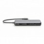 DIGITUS Station d'accueil USB-C, 8 ports, Avec fil, USB 3.2 Gen 2 3.1 Gen 2 Type-C, 100 W, 1.42.2, 10,100,1000 Mbits, Noir, Gris