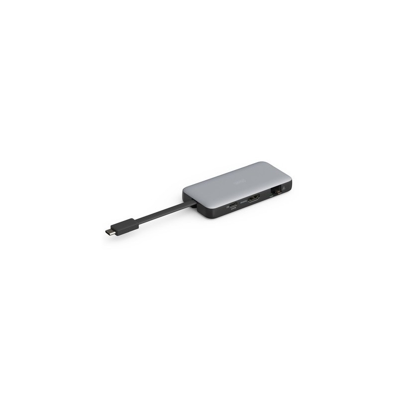 DIGITUS Station d'accueil de voyage USB-C, 7 ports, Avec fil, USB 3.2 Gen 2 3.1 Gen 2 Type-C, 100 W, 1.42.2, 10,100,1000 Mbits, Noir, Gris