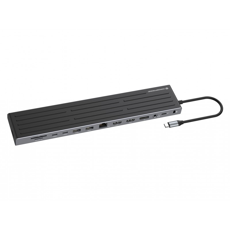 Conceptronic DONN32B, Avec fil, USB 3.2 Gen 1 3.1 Gen 1 Type-C, 100 W, 3,5 mm, 10,100,1000 Mbits, IEEE 802.3ab