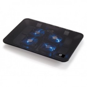 Conceptronic Support de refroidissement de portable à 4 ventilateurs, 39,6 cm 15.6", 4 pièce, 8 cm, Noir, Aluminium, USB